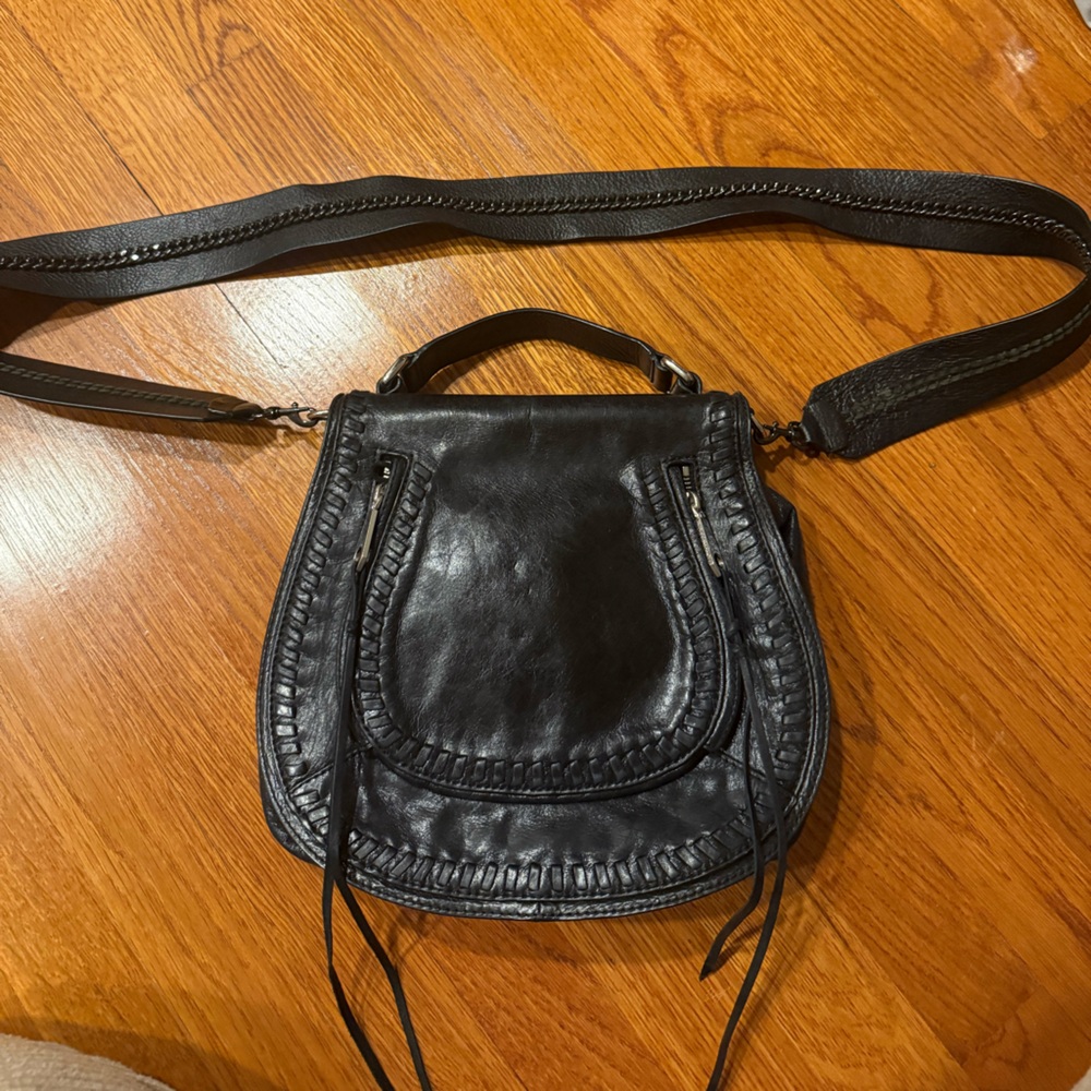 Rebecca Minkoff Vanity Saddle Bag - Black Leather Handbag